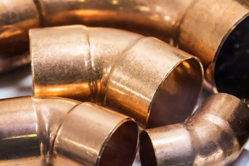 Copper pipe couplings.