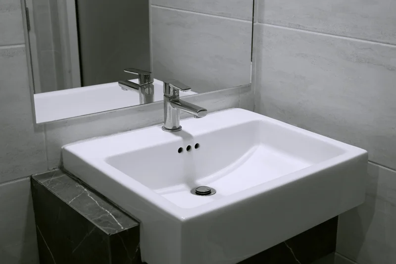 New white bathroom sink.